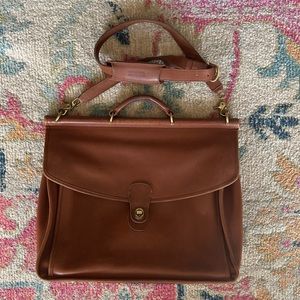 Vintage coach Willis all leather brown briefcase tote work bag